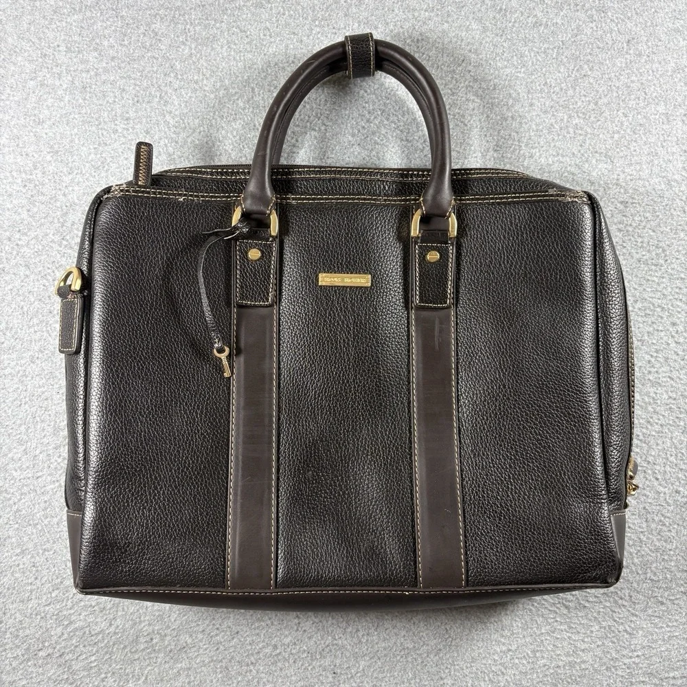 VTG Brooks Brothers Brown Pebbled Leather Briefcase Laptop Bag Work Messenger
